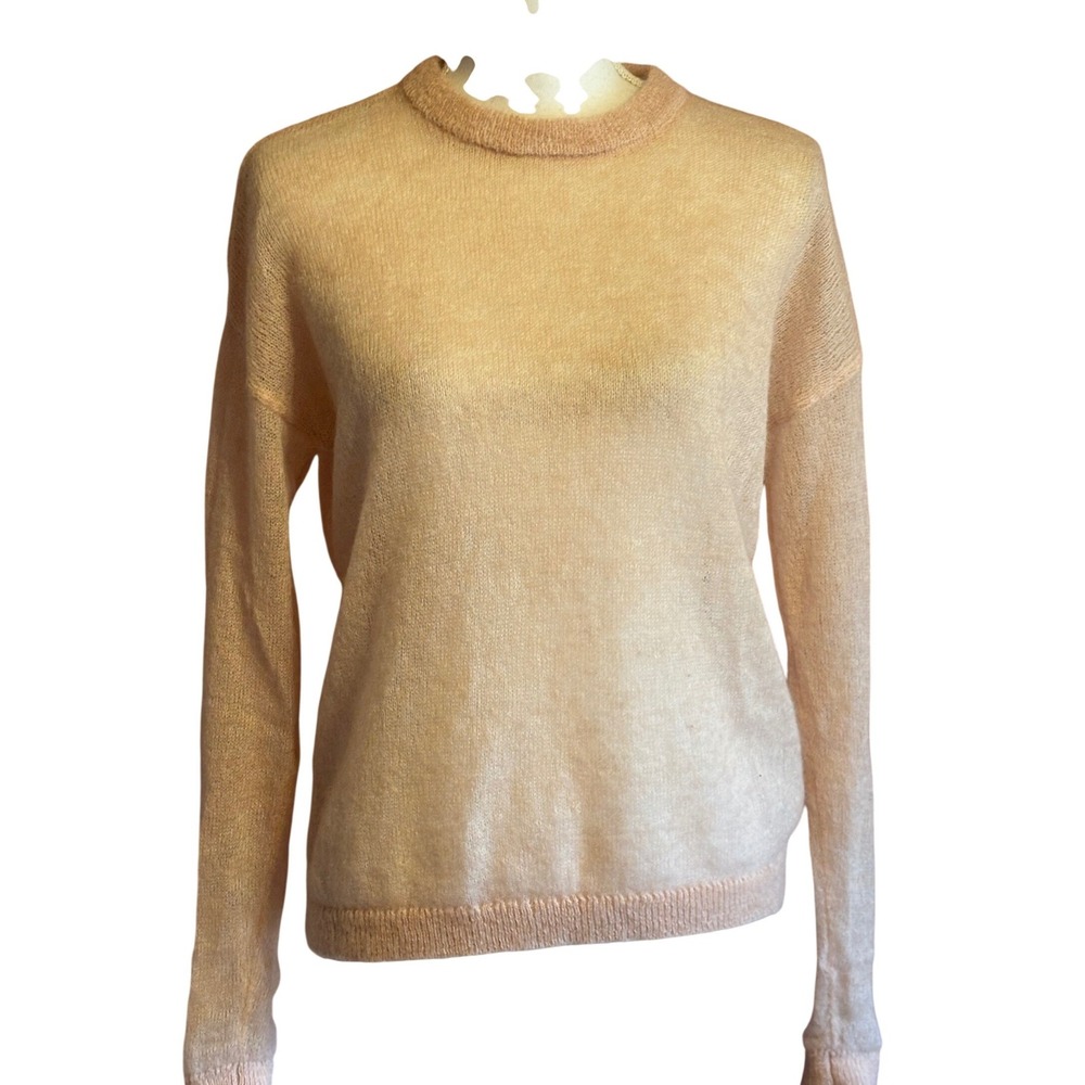 & Other Stories Peach Mohair Blend Sheer Knit Crewneck Sweater Womens Medium